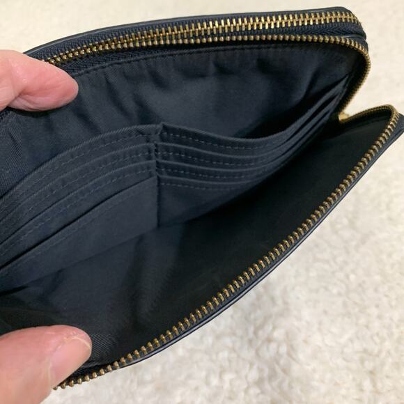 COACH Navy Pebbled Leather Large Double Zip Corner Wallet Wristlet F87587 - Picture 11 of 16